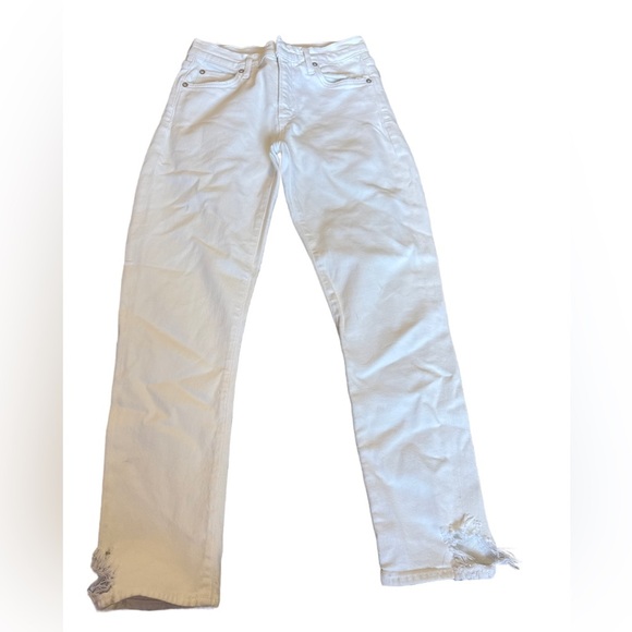 Agolde Denim - Agolde White Distressed Toni Mid-Rise Slim Jean NWOT 26